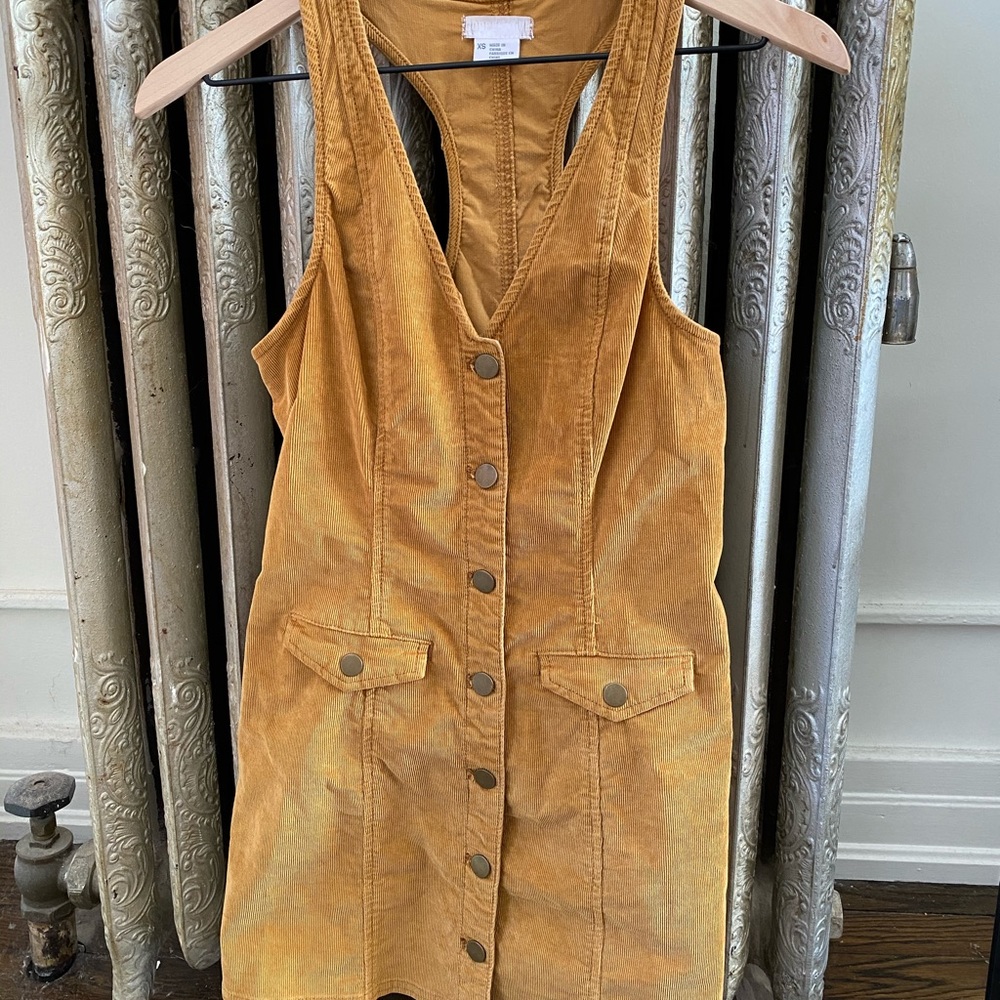 Carmel corduroy button up dress, Urban Outfitters